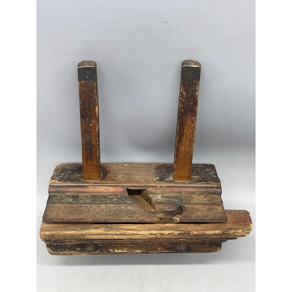antique wood working tool plane g mills brass fittings stamped 8x9x4" READ - Picture 2 of 8